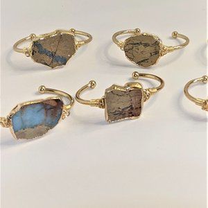 Ladies Brass and Stone Cuff Bracelet